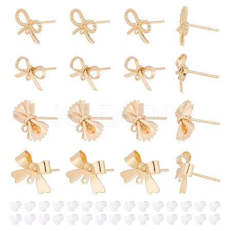 ARRICRAFT 16Pcs 4 Styles Brass Stud Earring Findings KK-AR0003-71-1