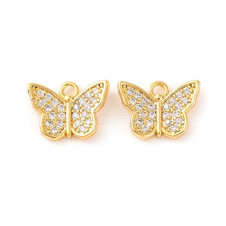 Brass Micro Pave Clear Cubic Zirconia Pendants KK-U017-04G-1