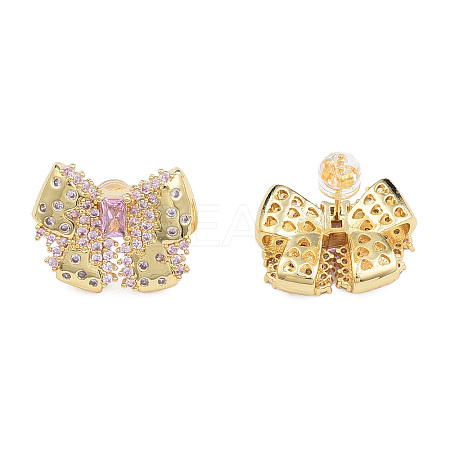 Cubic Zirconia Bowknot Stud Earrings EJEW-N011-66-1