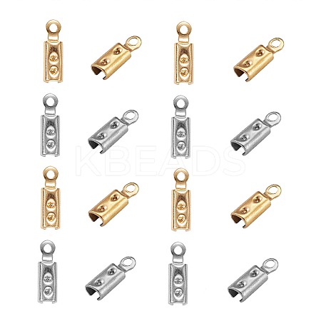 100Pcs 2 Colors 304 Stainless Steel Folding Crimp Ends STAS-CJ0001-161-1