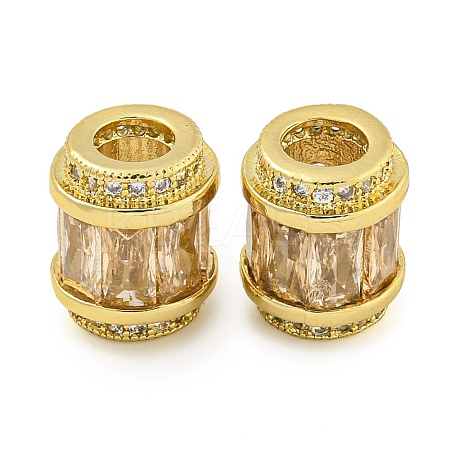 Rack Plating Brass Micro Pave Cubic Zirconia European Beads KK-F089-31G-07-1