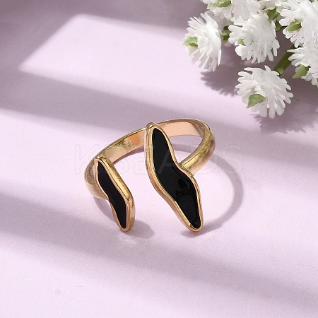 Wave Irregular 304 Stainless Steel Open Cuff Rings for Women RJEW-A091-19G-1