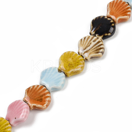 Glazed Porcelain Beads Strands X-PORC-Q002-01A-11-1