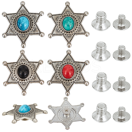 16 Sets 4 Colors Alloy Coin Screwback Rivets FIND-CP0002-65B-1