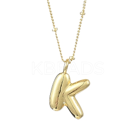1Pc Initial Letter Brass Pendant Necklaces NJEW-YW0001-24K-1