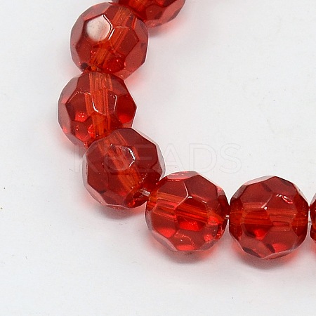 Faceted Glass Round Beads Strands X-GF8mmC47-1