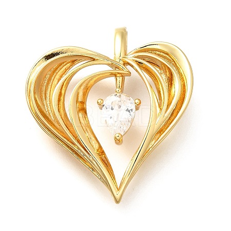 Brass Micro Pave Cubic Zirconia Pendants KK-B128-03G-1