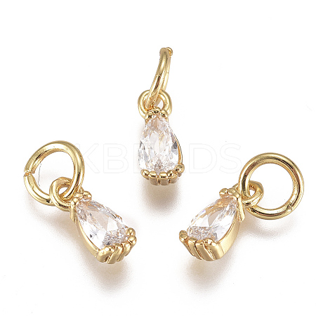 Brass Micro Pave Cubic Zirconia Charms X-ZIRC-F111-04G-09-1