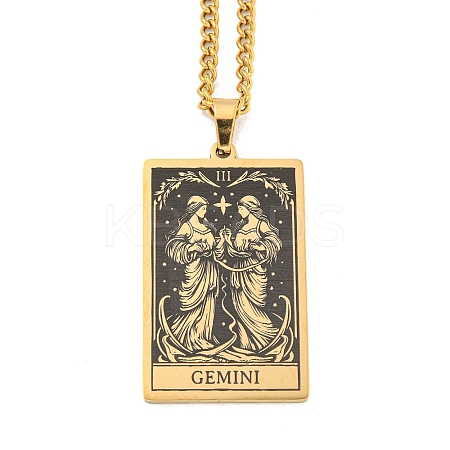 304 Stainless Steel Tarot Pendant Necklaces NJEW-A026-01G-03-1