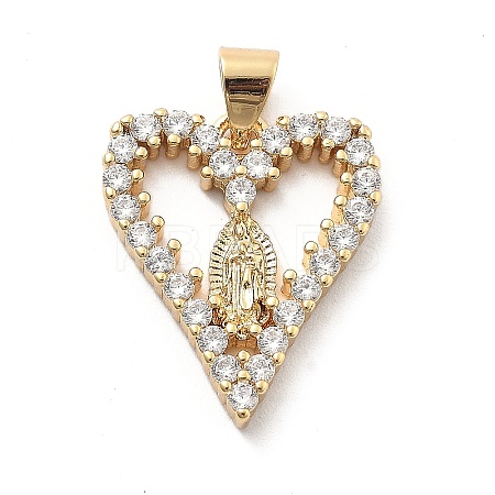 Rack Plating Brass with Cubic Zirconia Pendants KK-Q017-06B-G-1