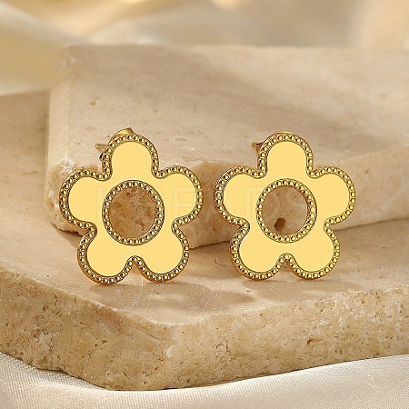 304 Stainless Steel Flower Stud Earrings LS-EJEW-F398-02G-1