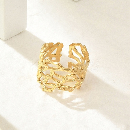 304 Stainless Steel Hollow Wide Cuff Rings for Women LS-RJEW-G338-24G-1