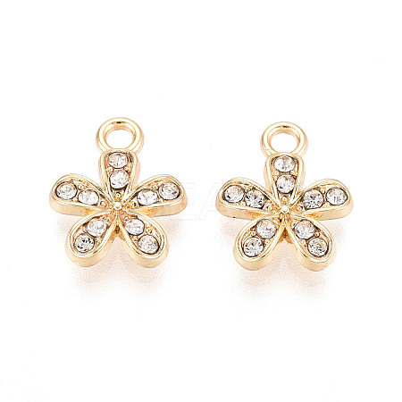 Rack Plating Alloy Rhinestone Charms FIND-N011-21KCG-1