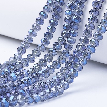 Electroplate Transparent Glass Beads Strands EGLA-A034-T8mm-Y04-1