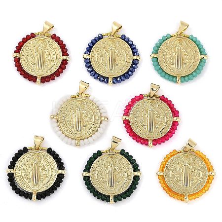 Brass Micro Pave Cubic Zirconia Pendants KK-U032-05G-1