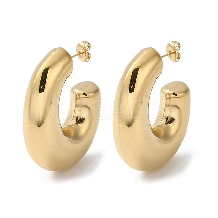 304 Stainless Steel Donut Stud Earrings EJEW-Z026-08G-1