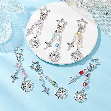 Glass Bead & Alloy Pendant Decorations HJEW-JM03016-1