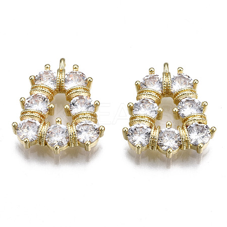 Brass Inlaid Clear Cubic Zirconia Pendants ZIRC-S069-025G-1