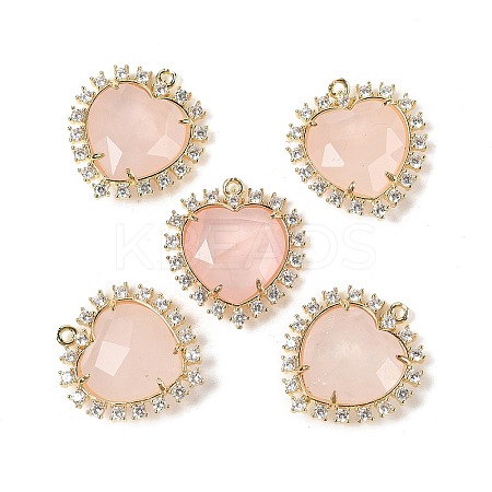 Natural Rose Quartz Faceted Heart Pendants G-I382-03G-02-1
