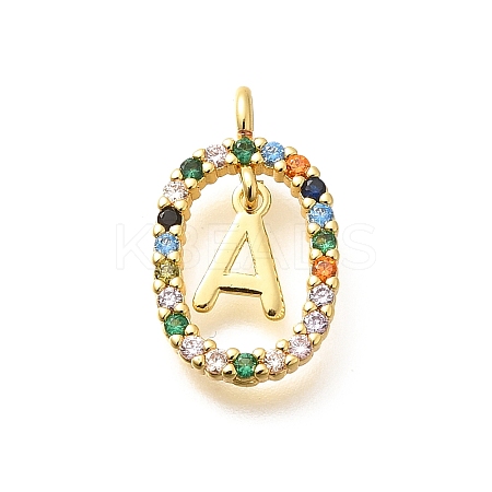 Brass Micro Pave Cubic Zirconia Pendants ZIRC-P123-01G-A02-1