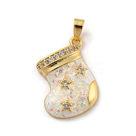 Christmas Brass Micro Pave Cubic Zirconia Pendants KK-H468-02B-01G-1