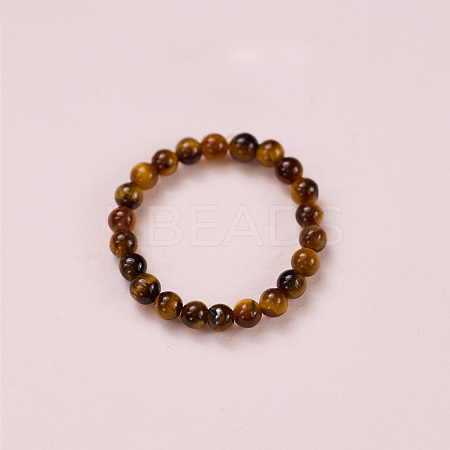 Adjustable Natural Tiger Eye Bead Finger Rings FS-WGFFDB9-07-1