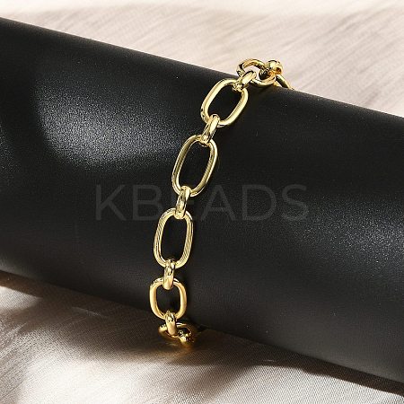 Brass Oval Link Chain Bracelets for Women Men BJEW-K273-15G-1