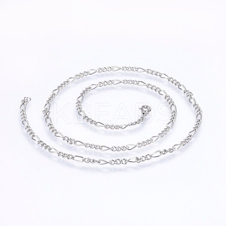 Non-Tarnish 304 Stainless Steel Figaro Chain Necklaces NJEW-F227-03-02-1