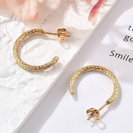 304 Stainless Steel Twist C-Shaped Stud Earrings EJEW-R017-03G-01-1