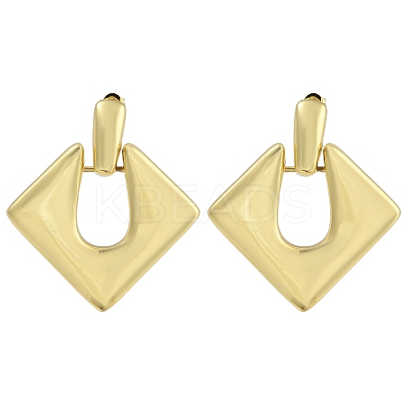 Brass Rhombus Stud Earrings EJEW-K293-01G-1