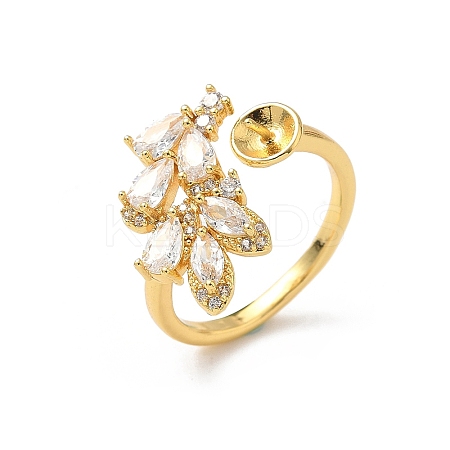 Brass Pave Clear Cubic Zirconia Earring Findings KK-D369-10G-1