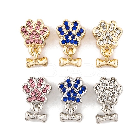 Rack Plating Alloy Rhinestone European Dangle Charms FIND-C055-19M-1