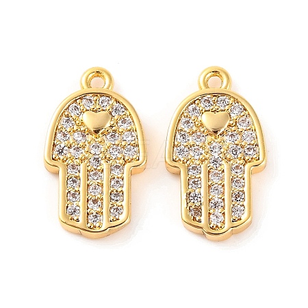 Brass Micro Pave Clear Cubic Zirconia Pendants KK-U017-06B-G-1