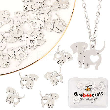 16Pcs 201 Stainless Steel Pendants STAS-BBC0005-28-1