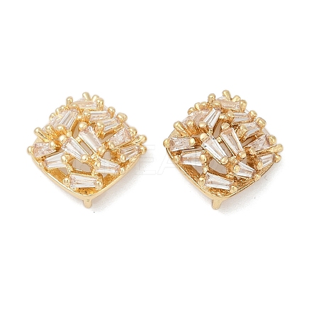 Brass Micro Pave Cubic Zirconia Stud Earring Findings KK-Z094-11G-1