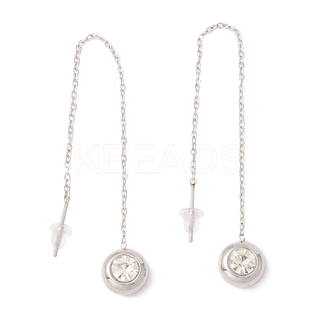 Crystal Rhinestone Half Round Dangle Stud Earrings EJEW-A067-15P-1