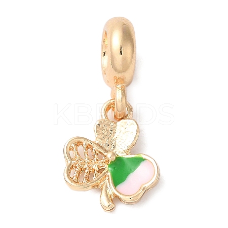 Rack Plating Alloy Green & Pink Enamel European Dangle Charms PALLOY-S189-12G-1