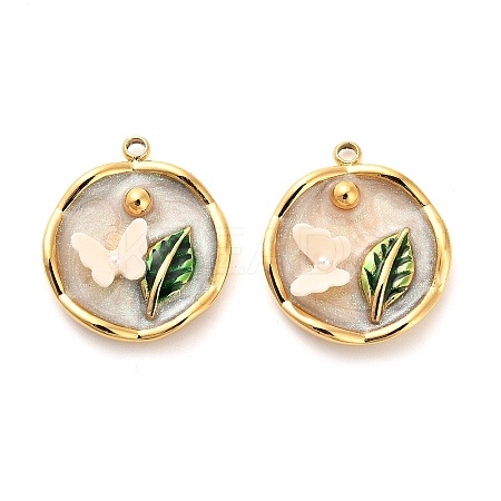 304 Stainless Steel Enamel  Pendants STAS-B084-09G-01-1