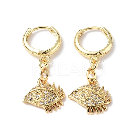 Clear Cubic Zirconia Eye Dangle Hoop Earrings EJEW-B017-10G-1