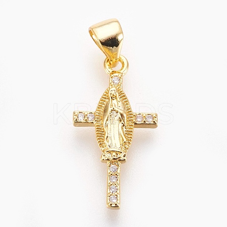 Brass Micro Pave Cubic Zirconia Pendants ZIRC-E153-28G-NR-1