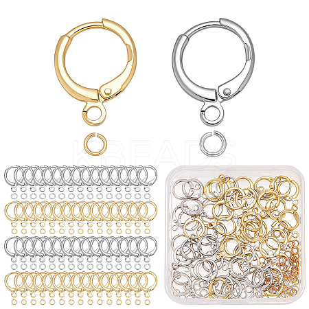 30 Pairs 2 Colors Brass Huggie Hoop Earring Findings KK-ME0003-68-1