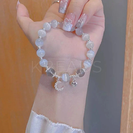 Cat Eye Round Beaded Bracelets WGCF752-05-1