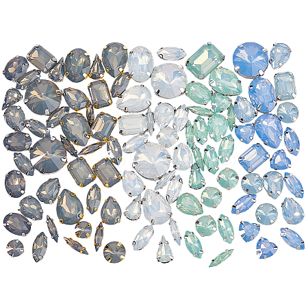 100Pcs 5 Colors Resin Sew On Rhinestones DIY-GA0007-24B-1
