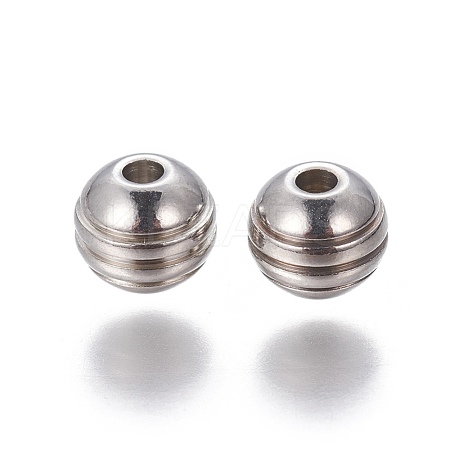 Tarnish Resistant 201 Stainless Steel Grooved Beads X-STAS-P239-04P-1