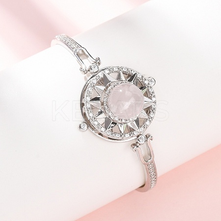 Rotating Sun Natural Rose Quartz Link Bracelets GG-CBA0251-11P-01-1
