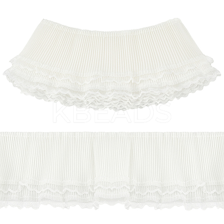 5 yards Double Layer Polyester Pleated Lace Ribbon OCOR-FG0002-12B-1