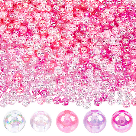 5 Colors Transparent Acrylic Beads MACR-PA0001-03A-02-1