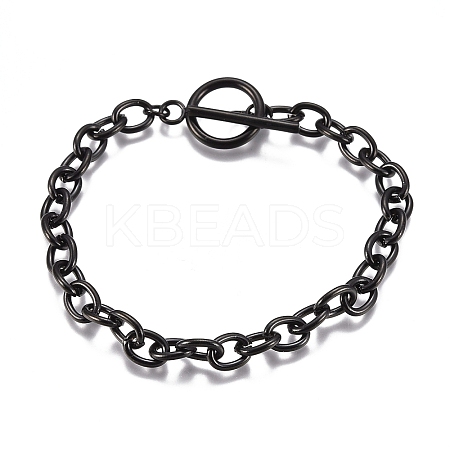 Unisex 304 Stainless Steel Cable Chain Bracelets X-BJEW-P245-39B-1