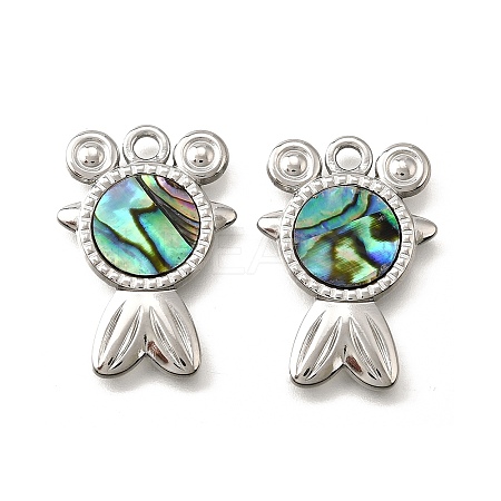 304 Stainless Steel Pave Natural Paua Shell Pendants STAS-C122-21F-01P-1