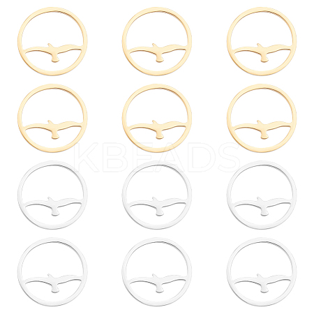 12Pcs 2 Clors 201 Stainless Steel Links Rings STAS-UN0041-28-1